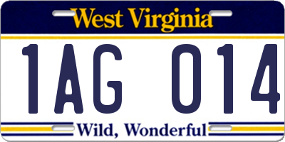 WV license plate 1AG014