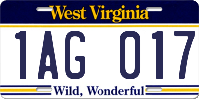 WV license plate 1AG017