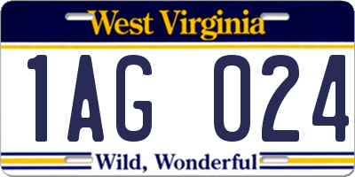 WV license plate 1AG024