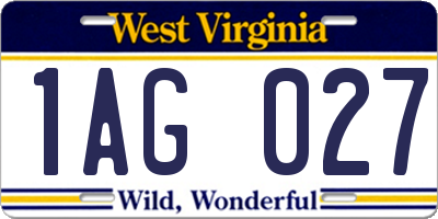 WV license plate 1AG027