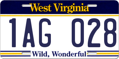 WV license plate 1AG028