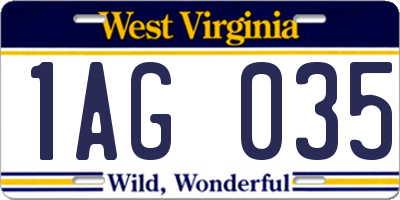 WV license plate 1AG035