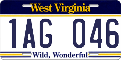 WV license plate 1AG046