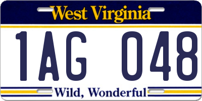 WV license plate 1AG048