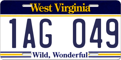 WV license plate 1AG049