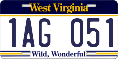 WV license plate 1AG051