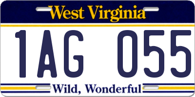 WV license plate 1AG055