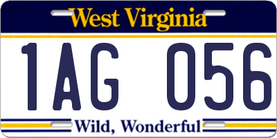 WV license plate 1AG056