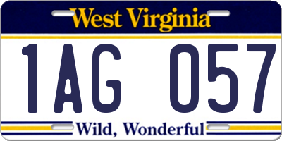 WV license plate 1AG057