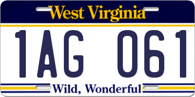 WV license plate 1AG061