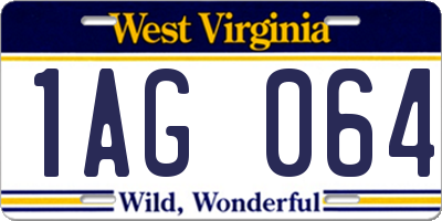 WV license plate 1AG064