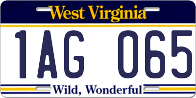 WV license plate 1AG065