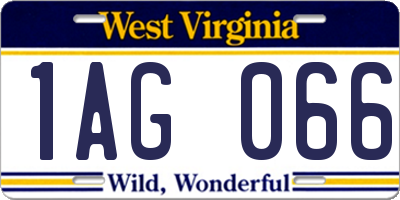 WV license plate 1AG066