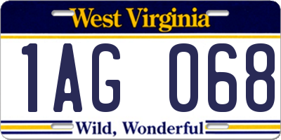 WV license plate 1AG068