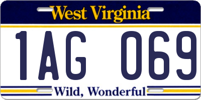 WV license plate 1AG069