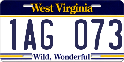 WV license plate 1AG073