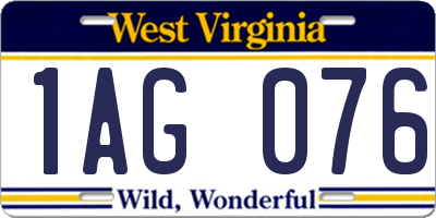 WV license plate 1AG076