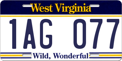 WV license plate 1AG077