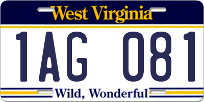 WV license plate 1AG081