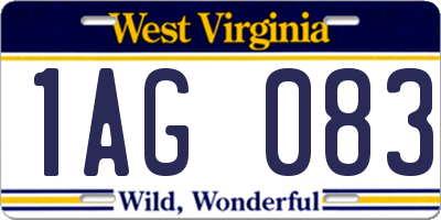 WV license plate 1AG083