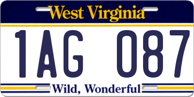 WV license plate 1AG087