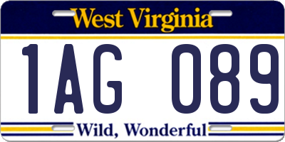 WV license plate 1AG089