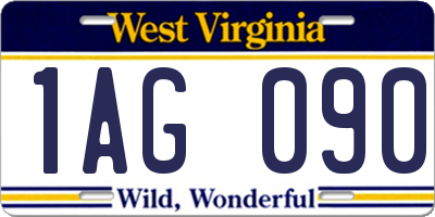 WV license plate 1AG090