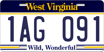 WV license plate 1AG091