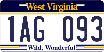 WV license plate 1AG093