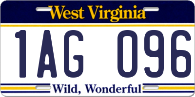 WV license plate 1AG096