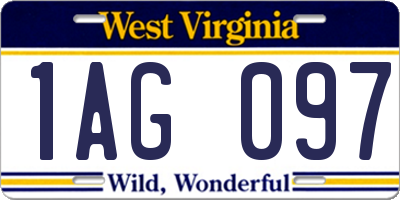 WV license plate 1AG097