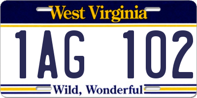 WV license plate 1AG102