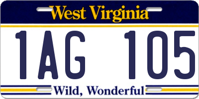 WV license plate 1AG105