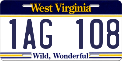 WV license plate 1AG108