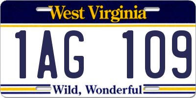 WV license plate 1AG109