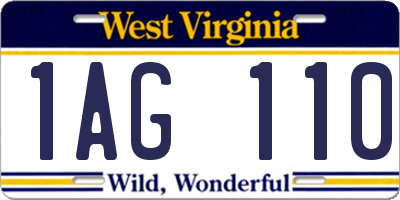 WV license plate 1AG110