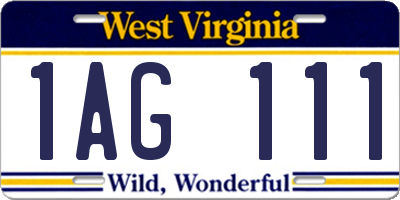 WV license plate 1AG111