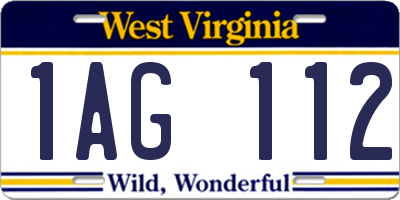 WV license plate 1AG112