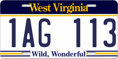 WV license plate 1AG113