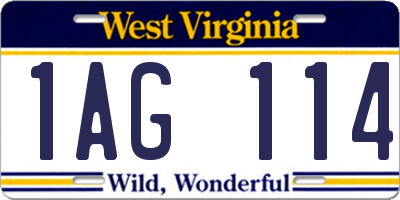 WV license plate 1AG114