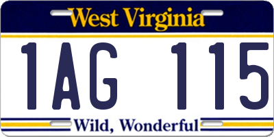 WV license plate 1AG115