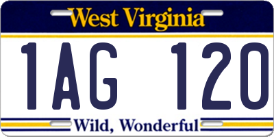 WV license plate 1AG120