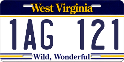 WV license plate 1AG121