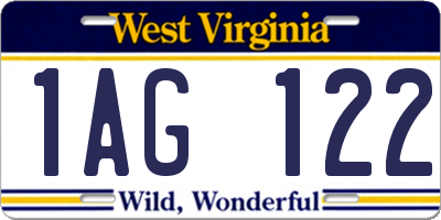 WV license plate 1AG122