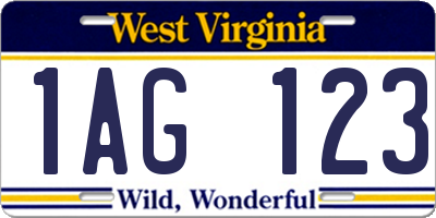 WV license plate 1AG123