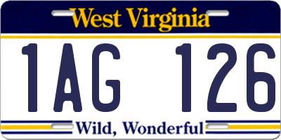 WV license plate 1AG126