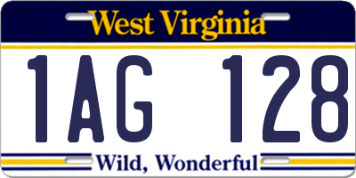 WV license plate 1AG128