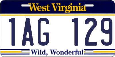 WV license plate 1AG129