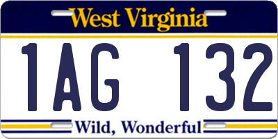 WV license plate 1AG132