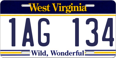 WV license plate 1AG134